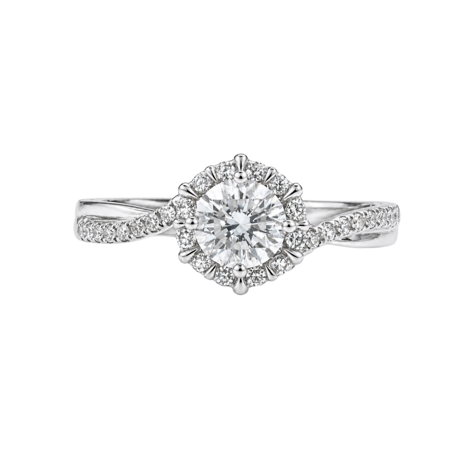 Roman & Co庐 Elyvara Crown Halo Pav茅 Solitaire Engagement Ring