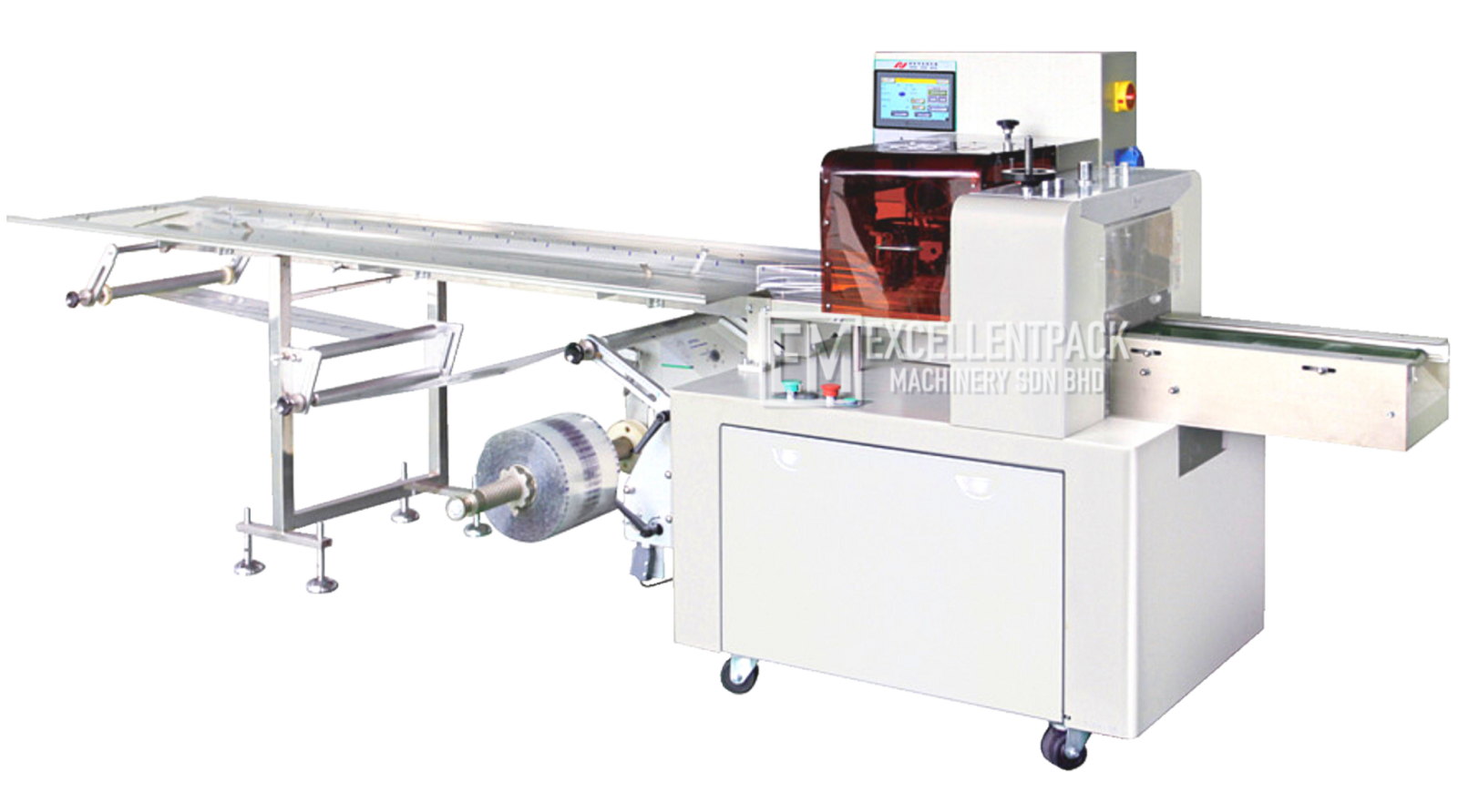EM-300HDP | Down Paper | Irregular Shape Object | Preserved Fruits / Cakes / Etc |  HORIZONTAL PACKAGING MACHINE
