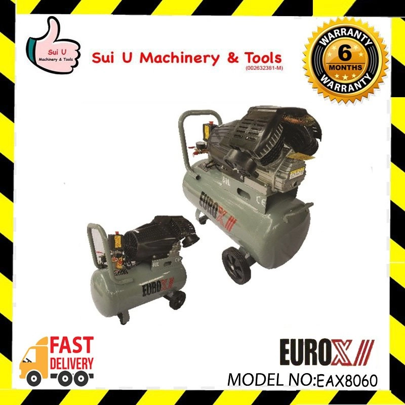 EUROX EAX8060 / EAX-8060 60L 3HP Twin Head Air Compressor 8bar