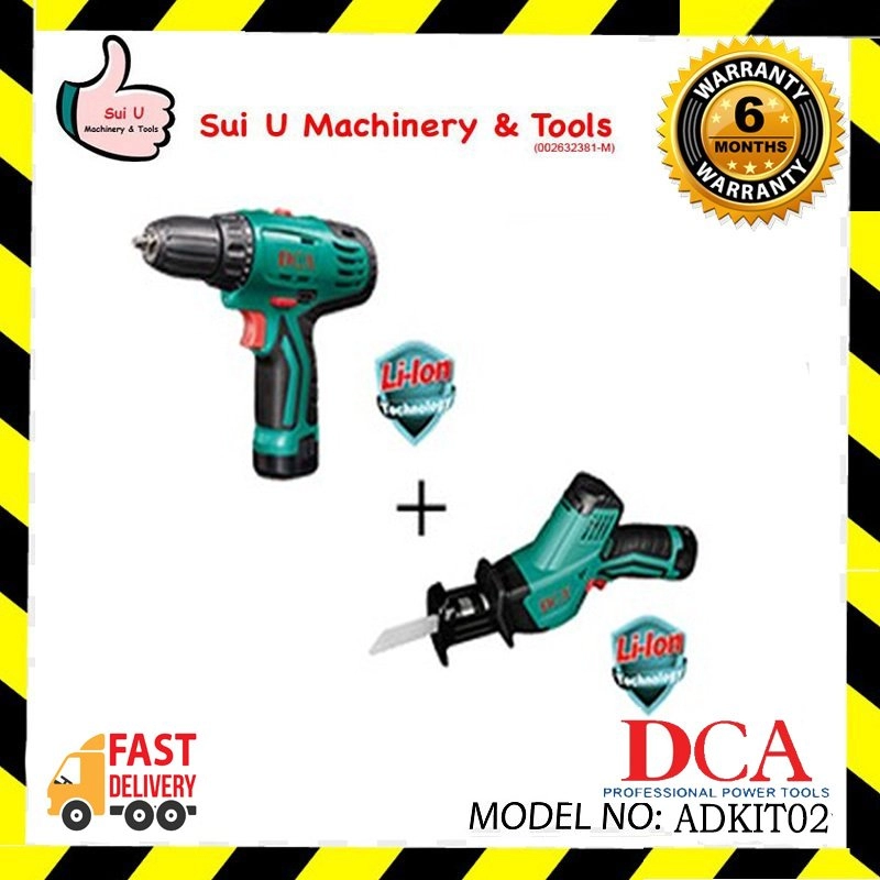 DCA ADKIT02 Combo Kit ADJF15 12V Cordless Sabre Saw + ADJZ10-10 Cordless Driver Drill