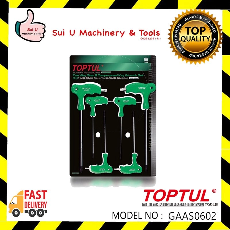 TOPTUL GAAS0602 Two Way Star and Tamperproof Key Wrench Set 6pcs