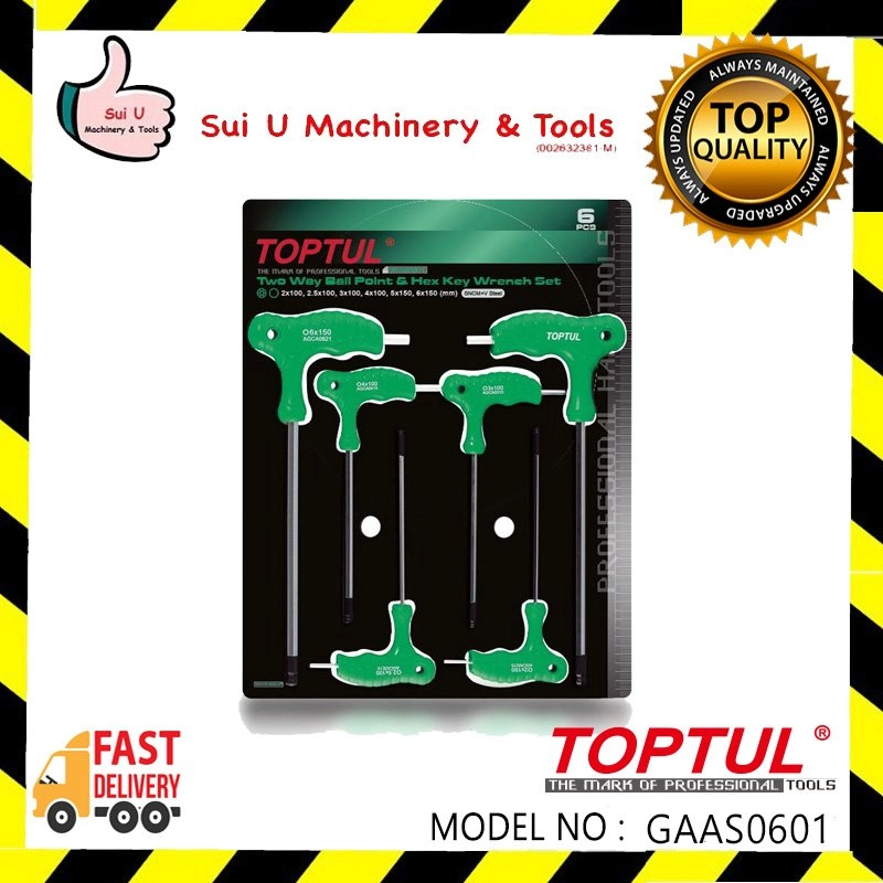 TOPTUL GAAS0601 Two Way Ball Point and Hex Key Wrench Set 6pcs