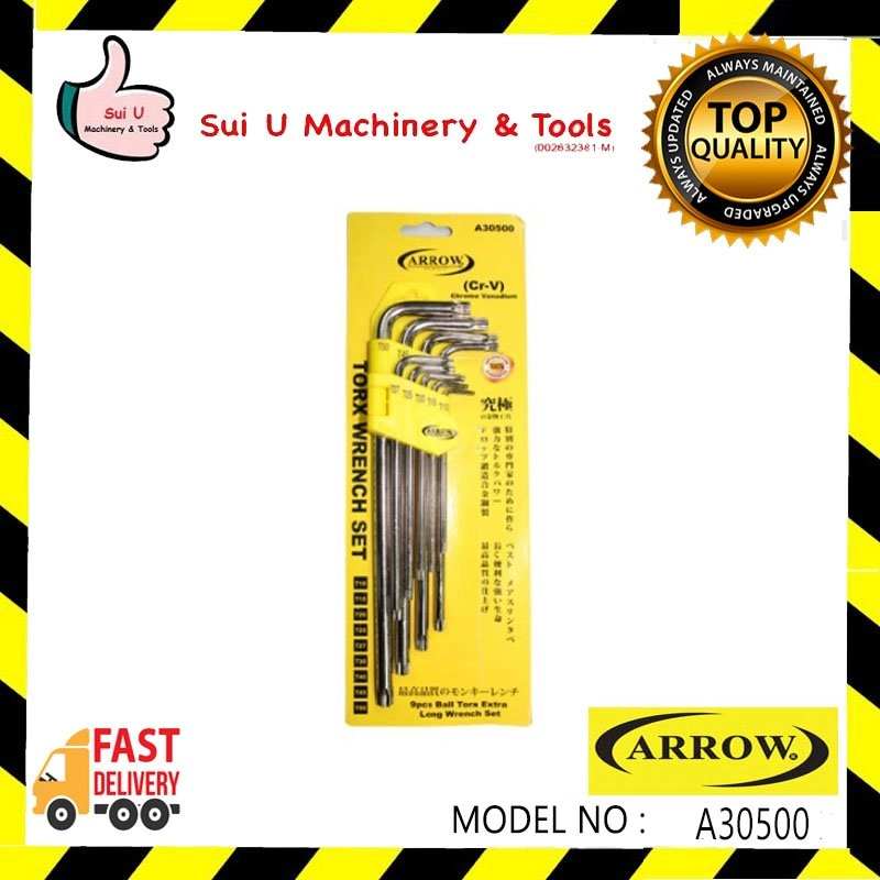 Arrow A30500 9pcs Extra Long Ball Torx Wrench Set