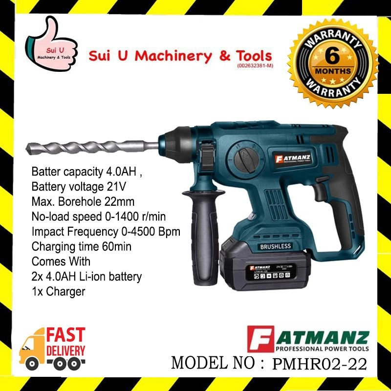 FATMANZ PMHR02-22 21V Li-ion Cordless Rotary Hammer Brushless