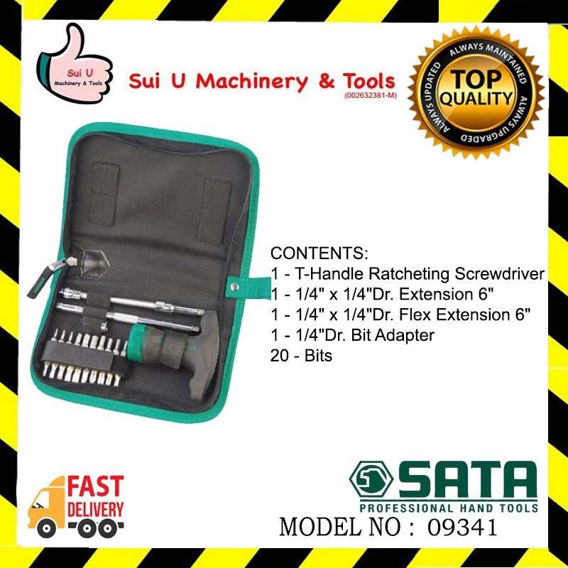 SATA 09341 24 PCS Ratcheting T-handle Screwdriver Set