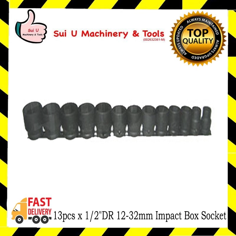 13pcs x 1/2"DR 12-32mm Impact Box Socket Set