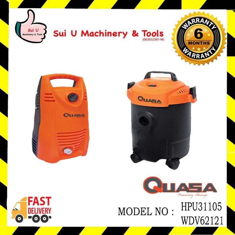 QUASA WDV62121 / WDV-62121 & HPU3115 / HPU-3115 Vacuum Cleaner & High Pressure Cleaner / Water Jet Pump (Combo)