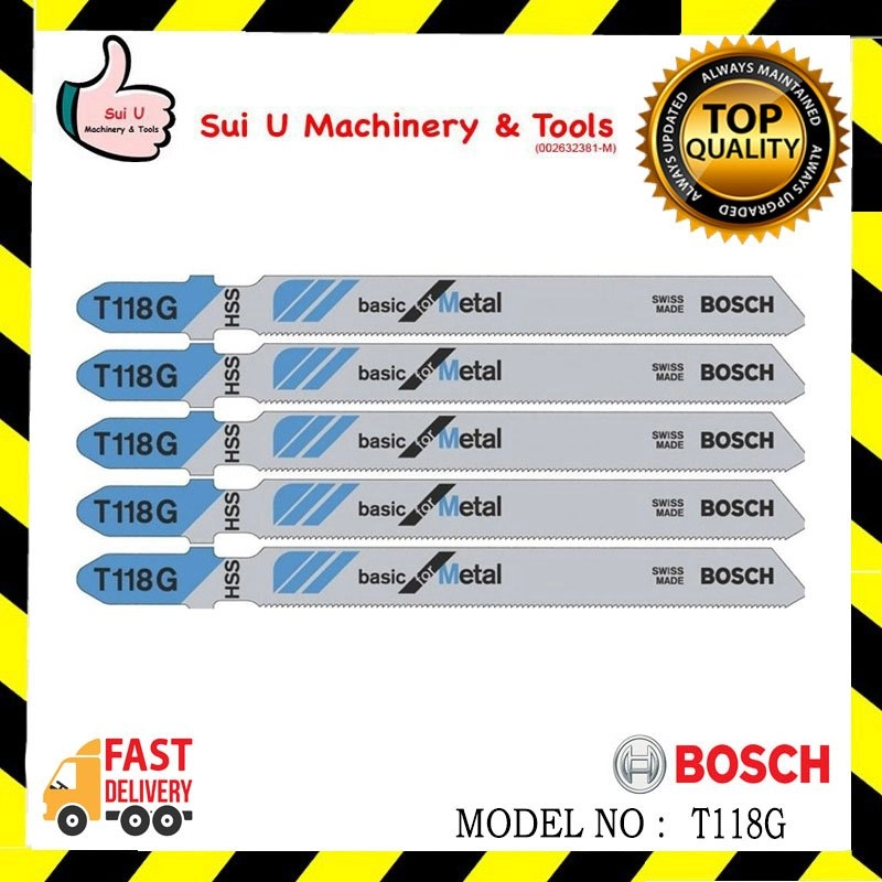 Bosch T118G 5-Piece 3-5/8 In. 36 TPI Basic for Metal T-Shank Jig Saw Blades
