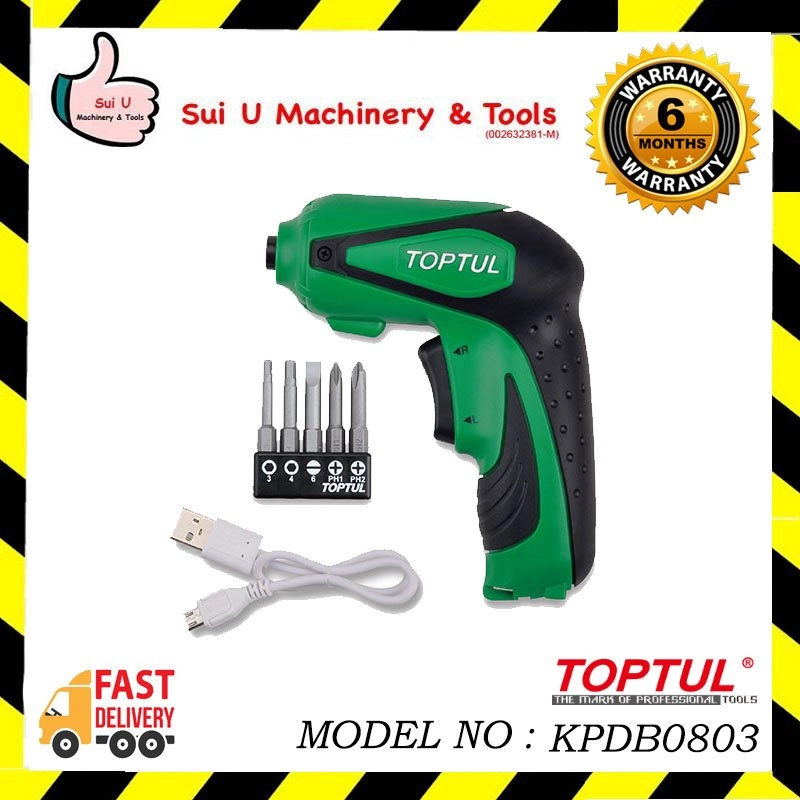 TOPTUL KPDB0803 1/4" Hex. 3.6V USB Cordless Screwdriver