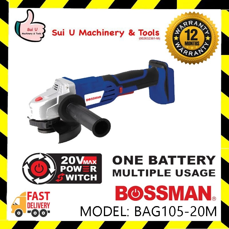 Bossman BAG105-20M 20V 4“ Cordless Angle Grinder (SOLO - Without Battery & charger)