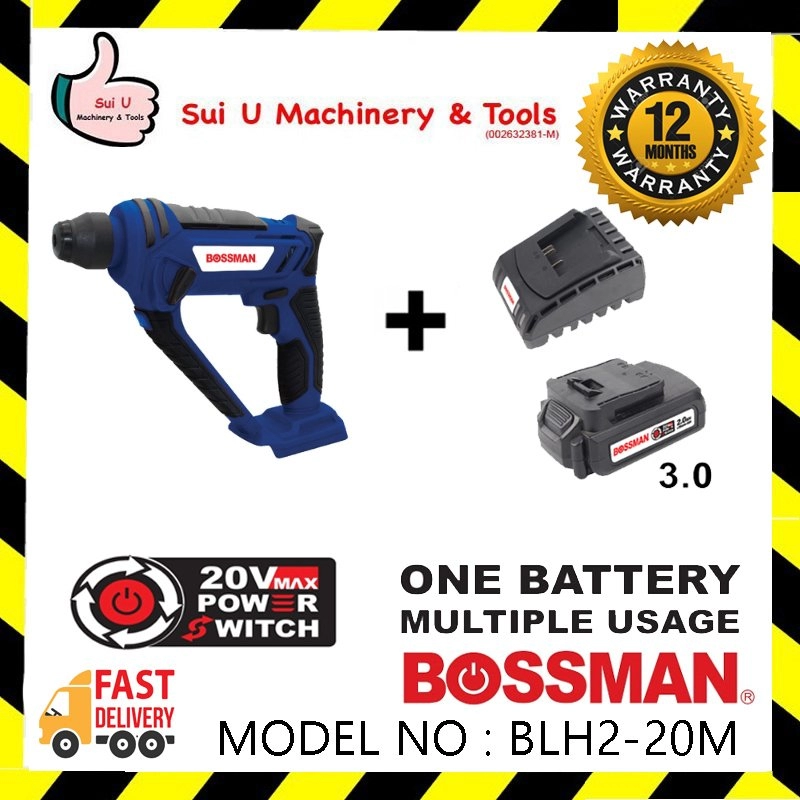 BOSSMAN BLH2-20M 20V Cordless Rotary Hammer + 1x Battery 3.0Ah + Charger