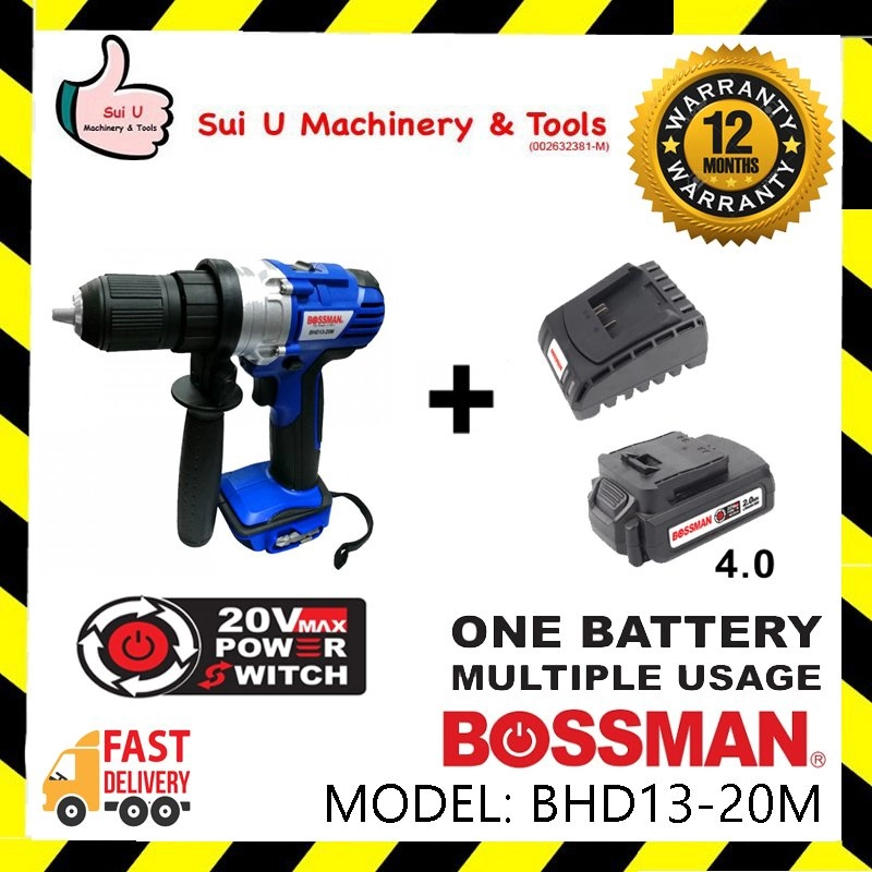 Bossman BHD13-20M 20V Cordless Hammer 1200rpm w/ 1 x Battery 4.0Ah + Charger 