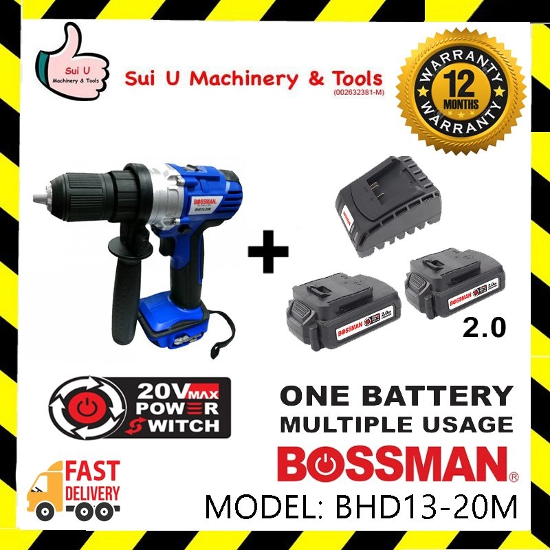 Bossman BHD13-20M 20V Cordless Hammer 1200rpm w/ 2 x Battery 2.0Ah +Charger