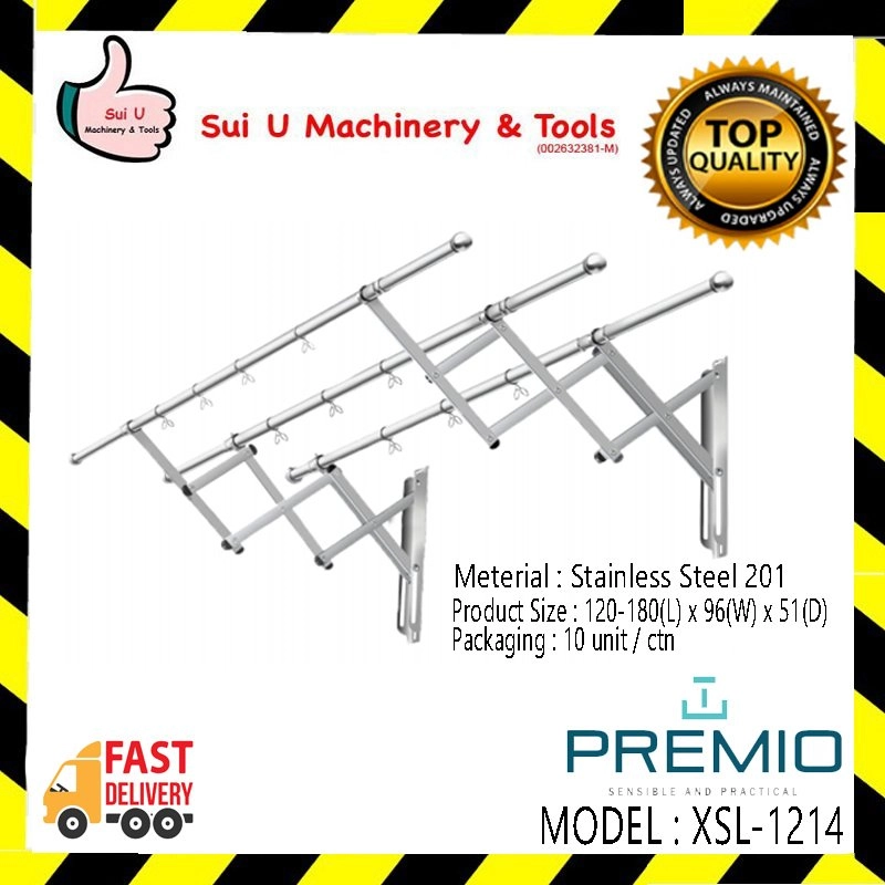 PREMIO XSL-1896 Stainless Steel Sliding Rack Hanger (3 tubes)