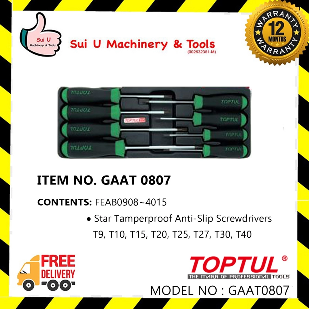 TOPTUL GAAT0807 8PCS Star Tamperproof Anti-Slip Screwdriver