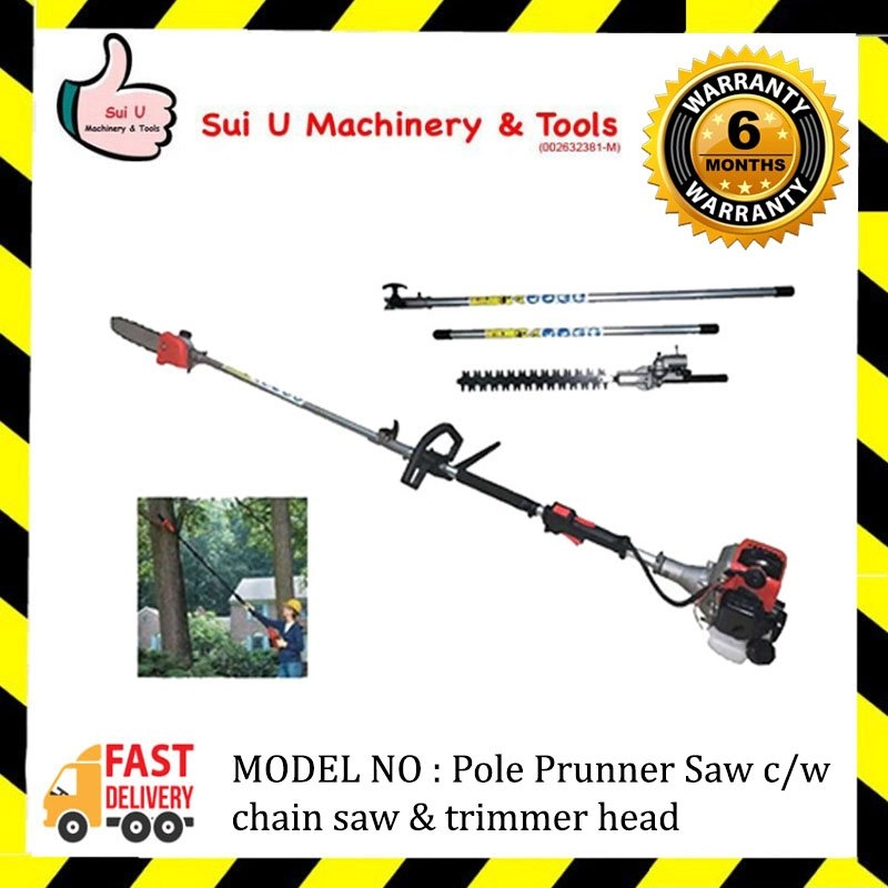 STP260 26CC Pole Pruner Saw c/w chain saw & Trimmer Head 0.75kW