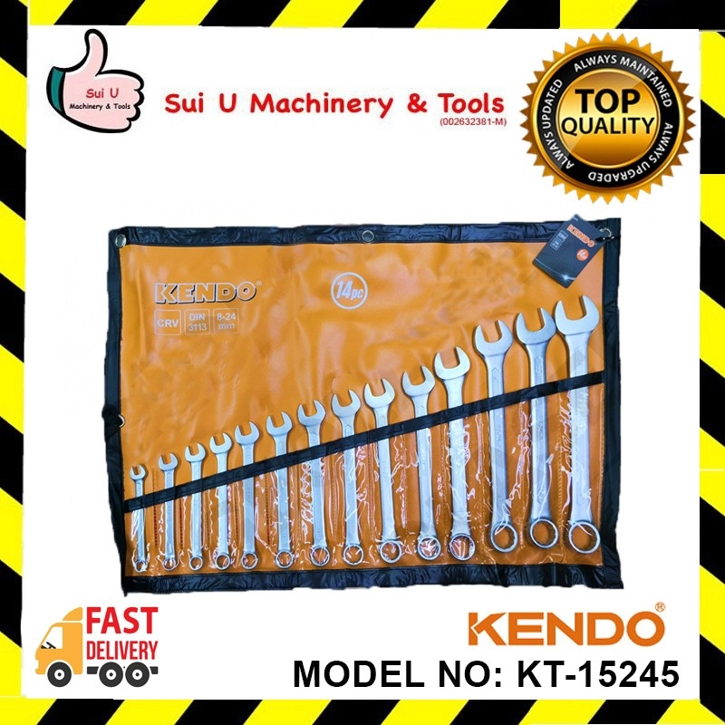 KENDO KTS-15245 14 PCS 8-24MM CRV Combination Spanner Set