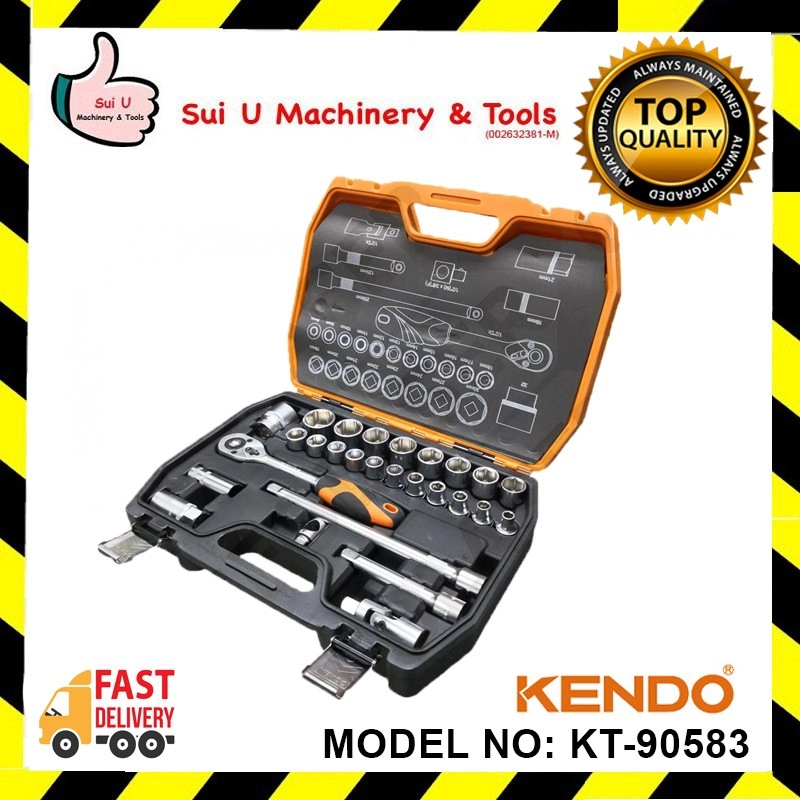 KENDO KTS-90583 27 PCS 1/2" (6PT) Socket Set