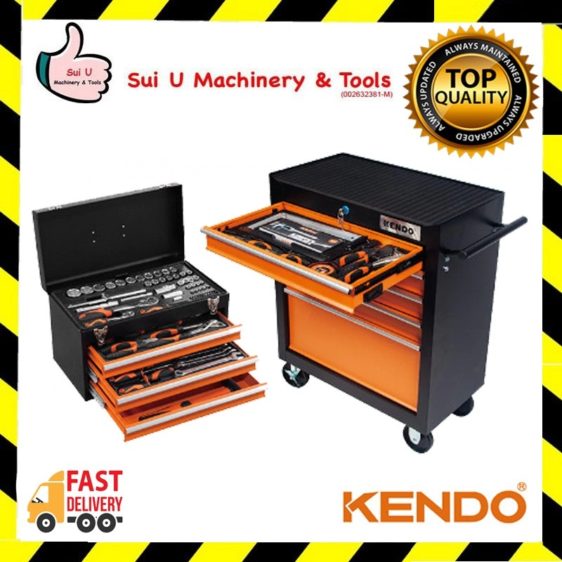 KENDO 113 PCS Tool Trolley Set + 86 PCS Chest Set (Total 199 PCS pf Tools)