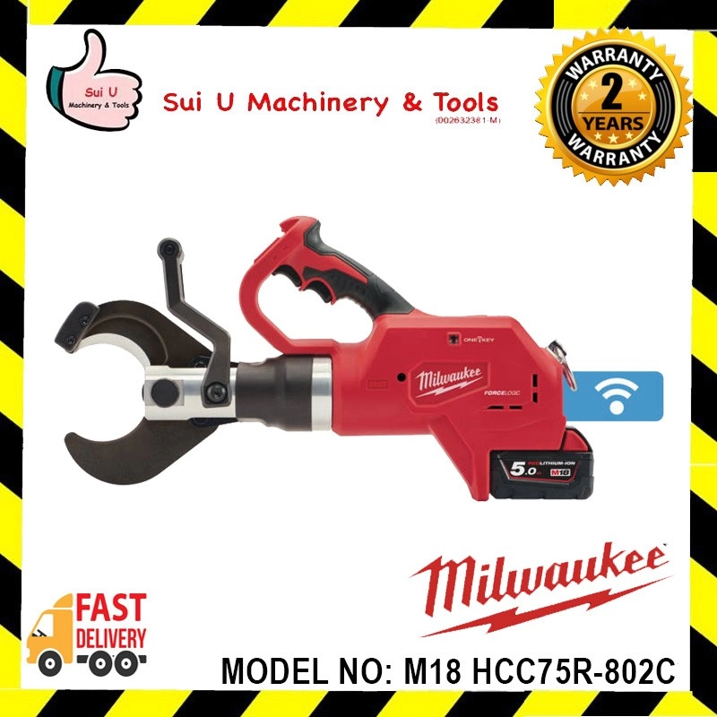 MILWAUKEE M18 HCC75R-801B / HCC75R-802C Force Logic Hydraulic Remote Underground Cable Cutter w/8.0Ah