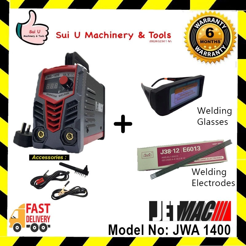 Jetmac JWA1400 Inverter Welding Machine with welding glasses and welding electrodes (Combo set)