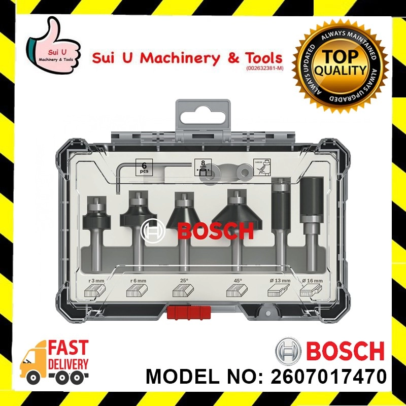 BOSCH 2607017470 6PCS 1/2" Shank Trim and Edging Set