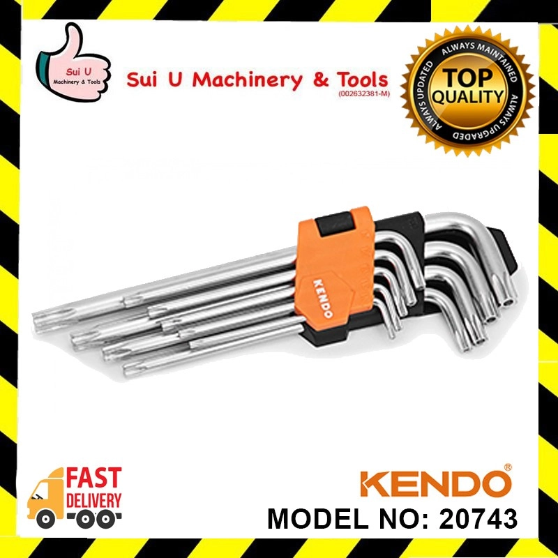 KENDO 20743 9 PCS Torx Key Set (Extra Long Arm)