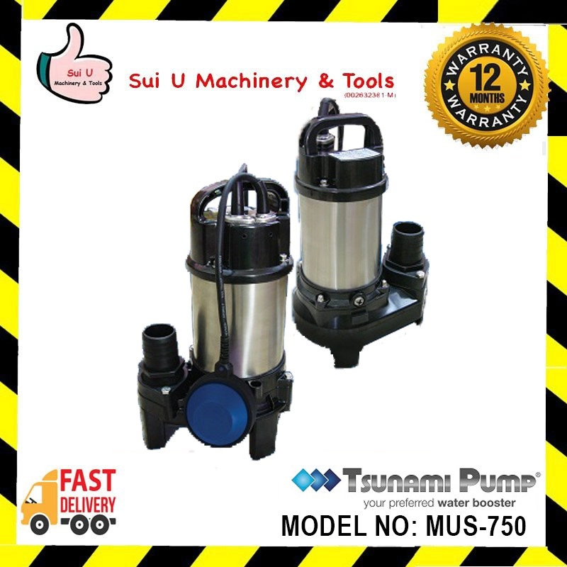 TSUNAMI PUMP MUS 750 / MUS750 / MUS-750 Stainless Steel Fancy Carp Submersible Pump 0.75KW