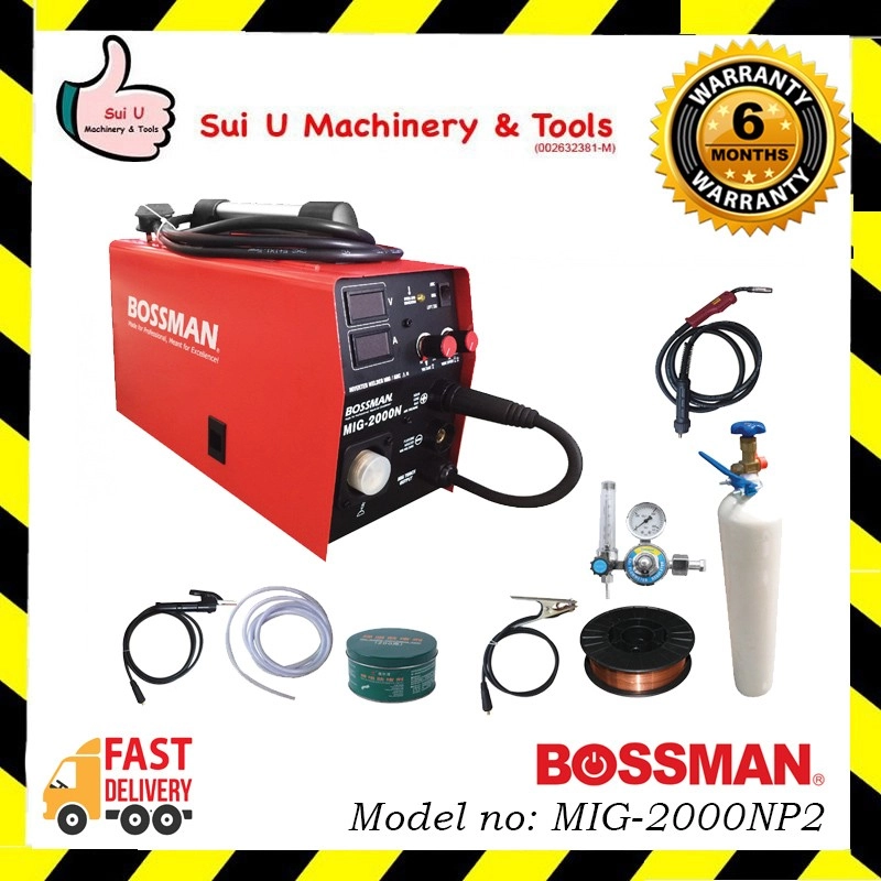 BOSSMAN MIG-2000NP2 / MIG2000NP2 3in1 Welding Machine c/w Standard Accessories (MIG/ARC/LIFT TIG)