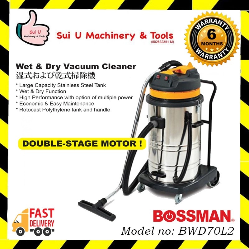 BOSSMAN BWD70L2 70L Industrial use Wet & Dry Vacuum Cleaner 2400W
