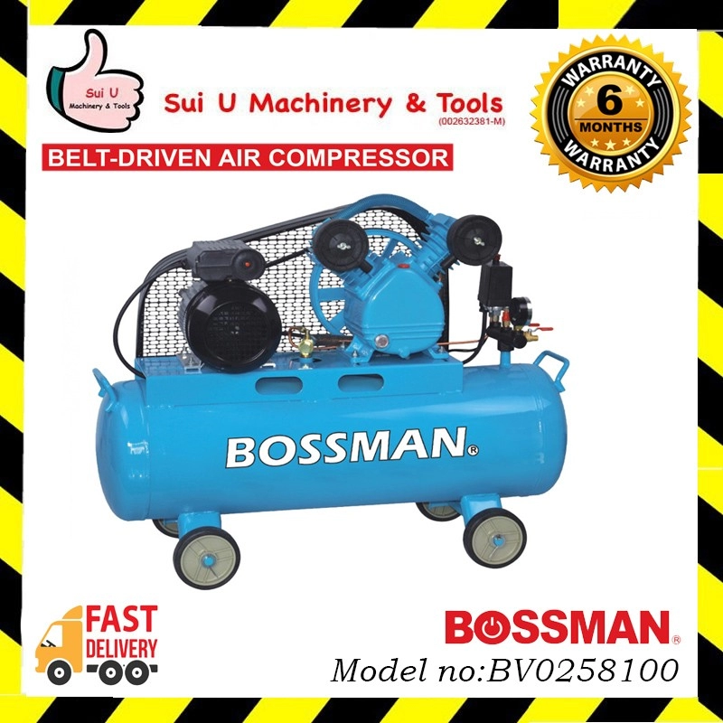 BOSSMAN BV0258100 3HP Belt-Driven Air Compressor 2.2kW 1030RPM