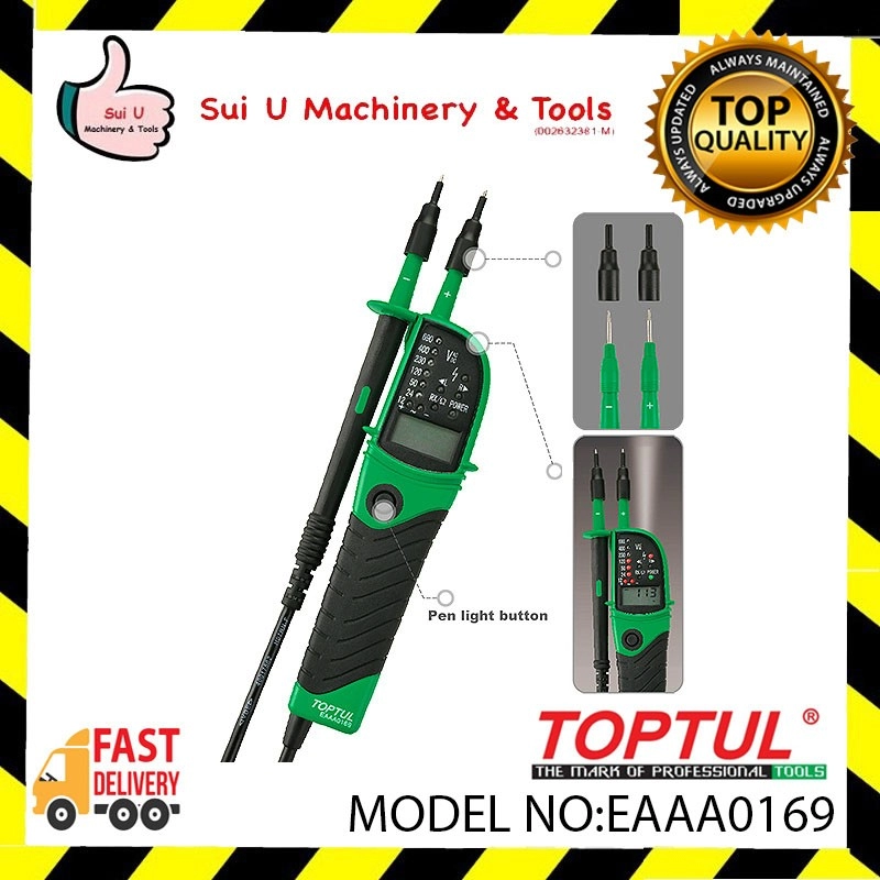 TOPTUL EAAA0169 12~690V AC/DC Multifunctional Voltage Tester with Digital Display
