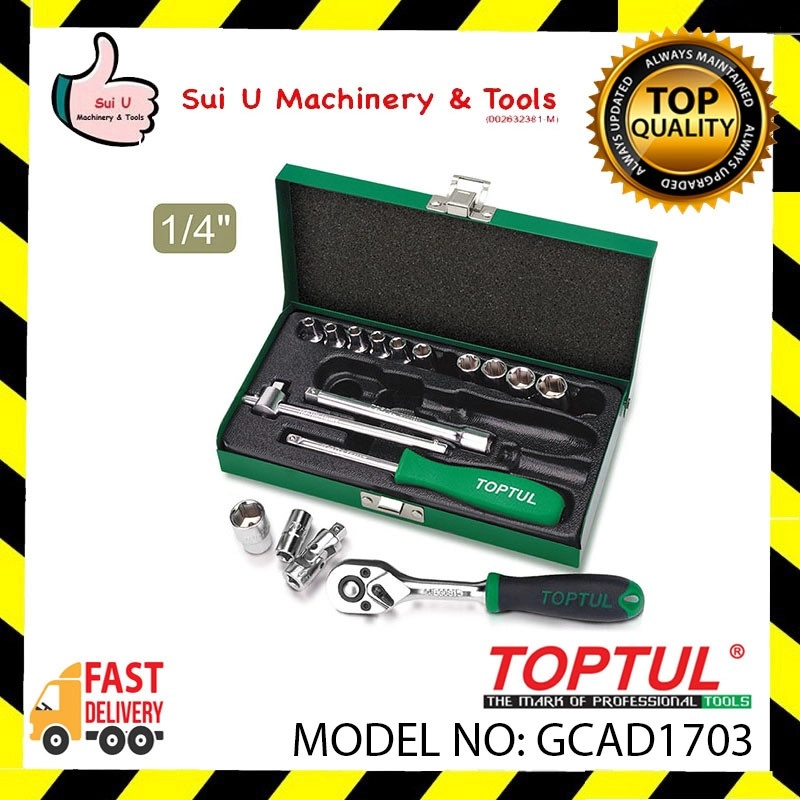 TOPTUL GCAD1703 17pcs 1/4'' DR.Socket Set