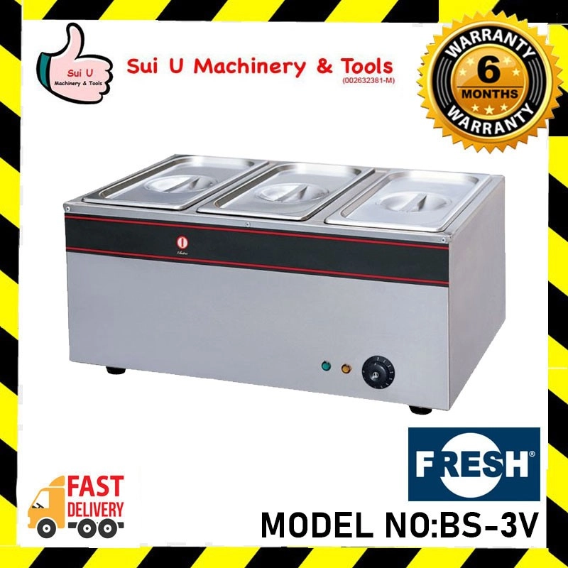 FRESH BS-3V 1.5kW/230V/50Hz 0-110° 3 Head Container Bain Marie Snack Equipment