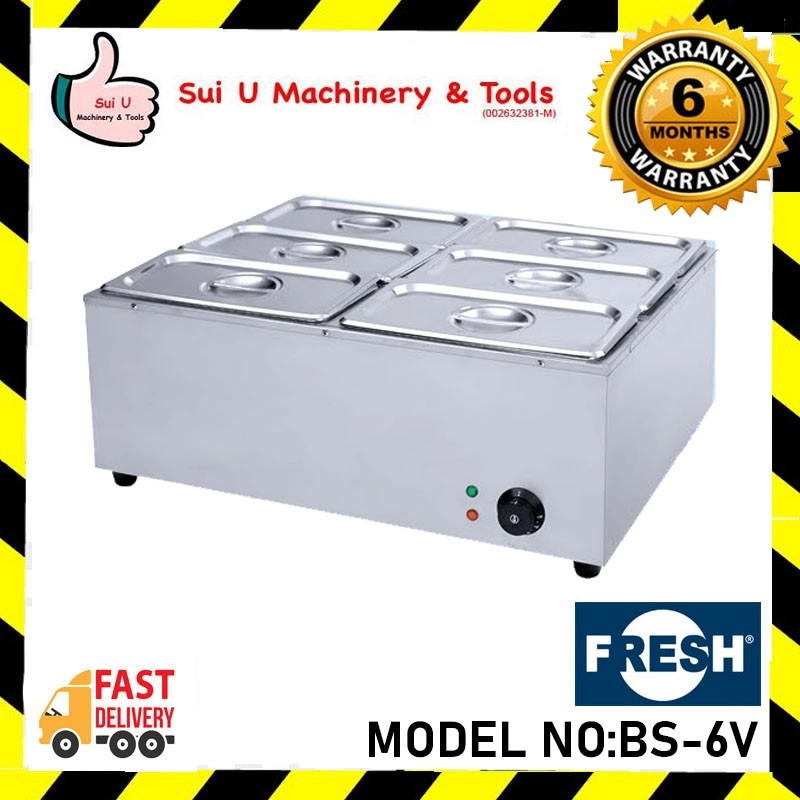 FRESH BS-6V 1.5kW/230V/50Hz 0-110° 6 Head Container Bain Marie Snack Equipment