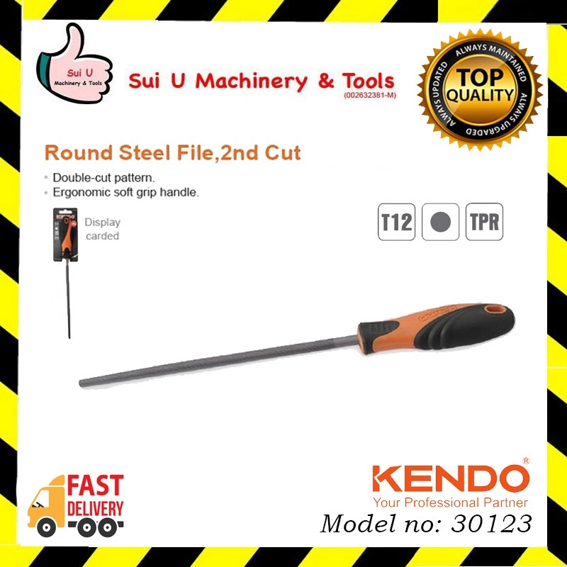 KENDO 30123 Round Steel File,2nd Cut 200mm