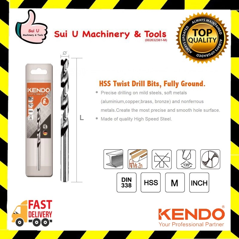 KENDO HSS Twist Drill Bits - Fully Ground 4341 Point Angle 135° (34MM - 151MM)