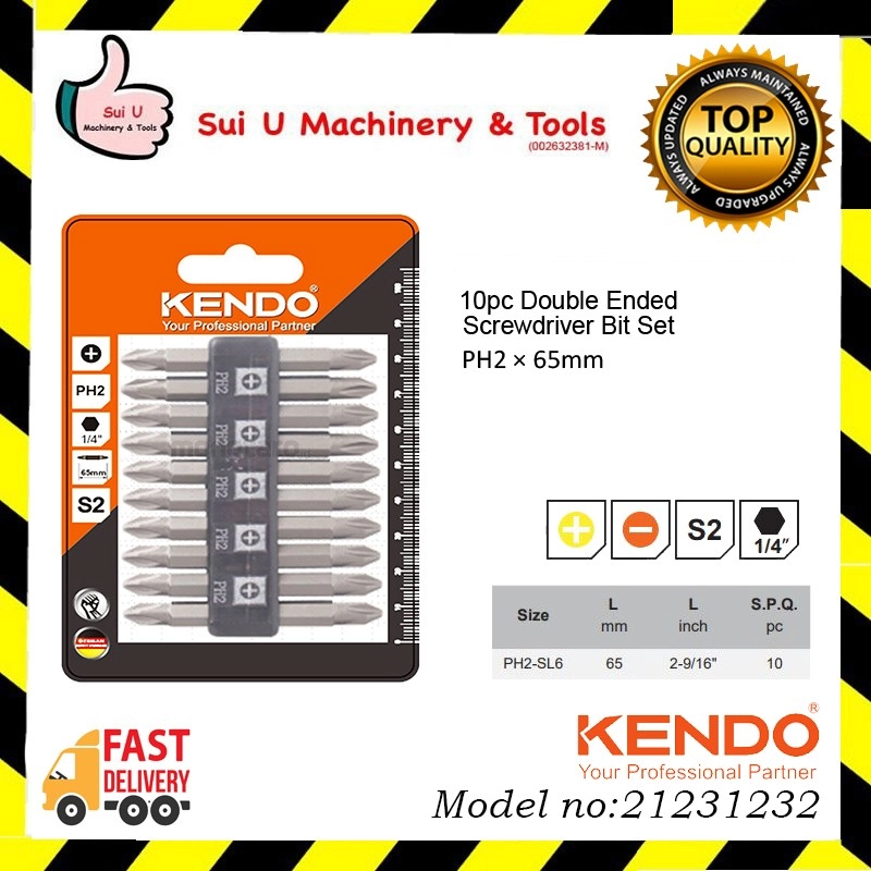 KENDO 21231232 10 PCS Double Ended Screwdriver Bit Set