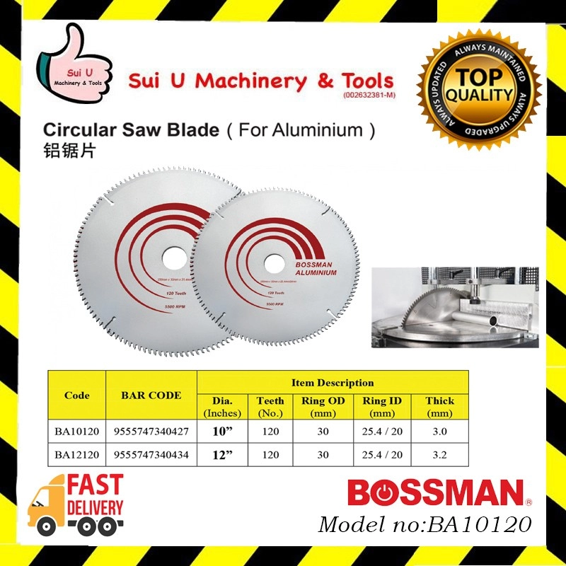 BOSSMAN BA10120 10" Circular Saw Blade for Aluminium 120 Teeth