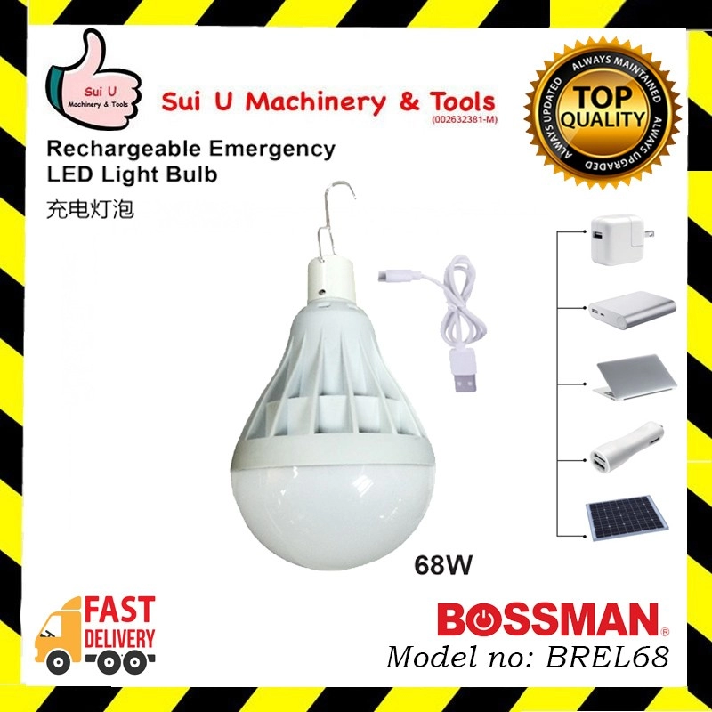 BOSSMAN BREL68 / BREL-68 Rechargeable LED Light Bulb 68W