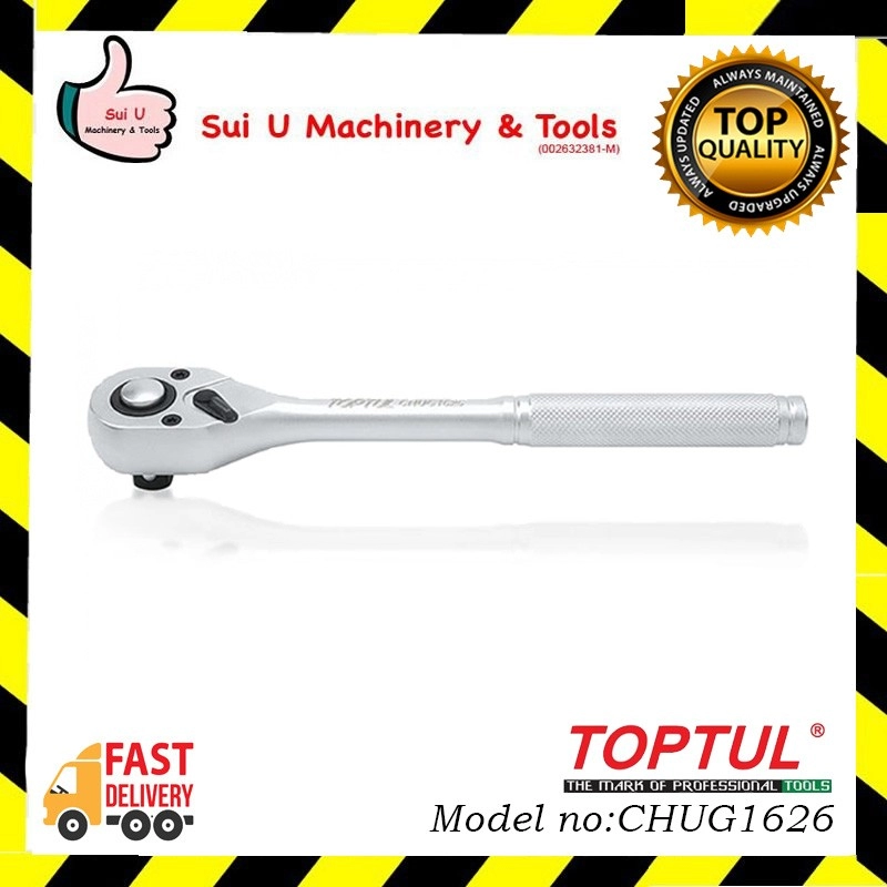 TOPTUL CHUG1218 Reversible Ratchet Handle with Quick Release (Knurled Handle)