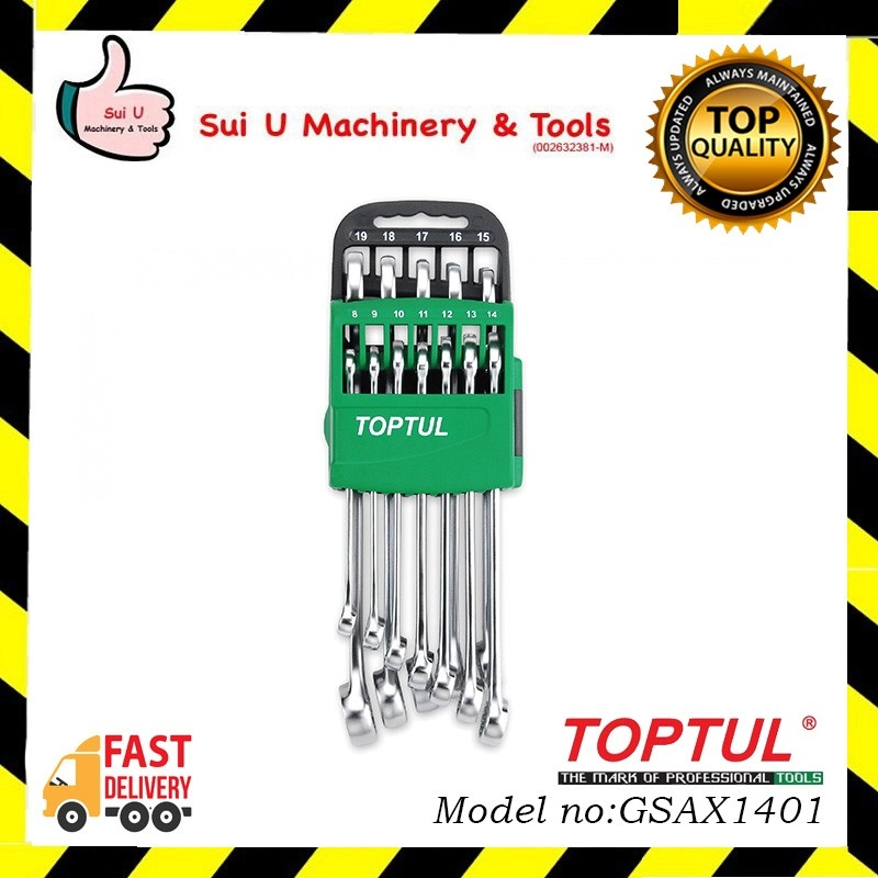 TOPTUL GSAX1401 / GSAX 1401 15° Offset Hi-performance Combination Wrench Set - Storage Rack - Metric