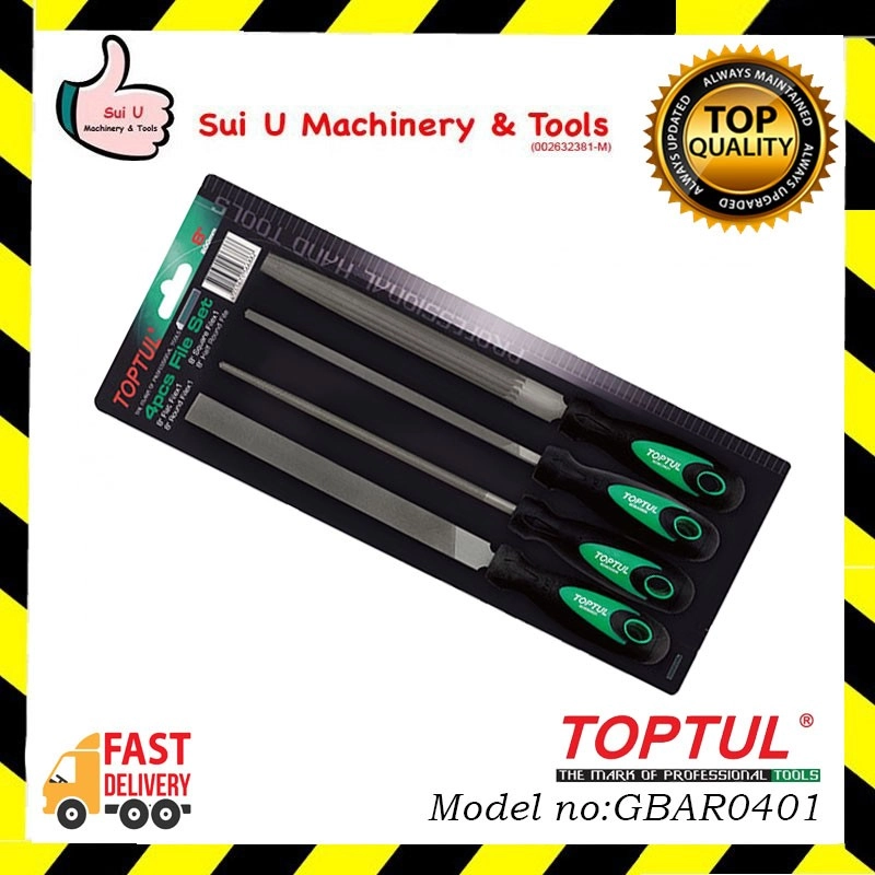 TOPTUL GBAR0401 / GBAR 0401 4pcs File Set