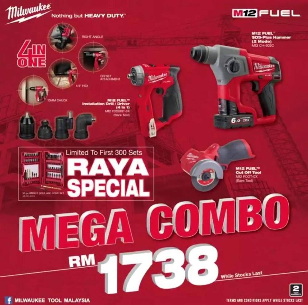 MILWAUKEE RAYA SPECIAL MEGA COMBO M12 FDDXKIT-0X(SOLO) + M12 FCOT-0X (SOLO) + M12 CH-602C