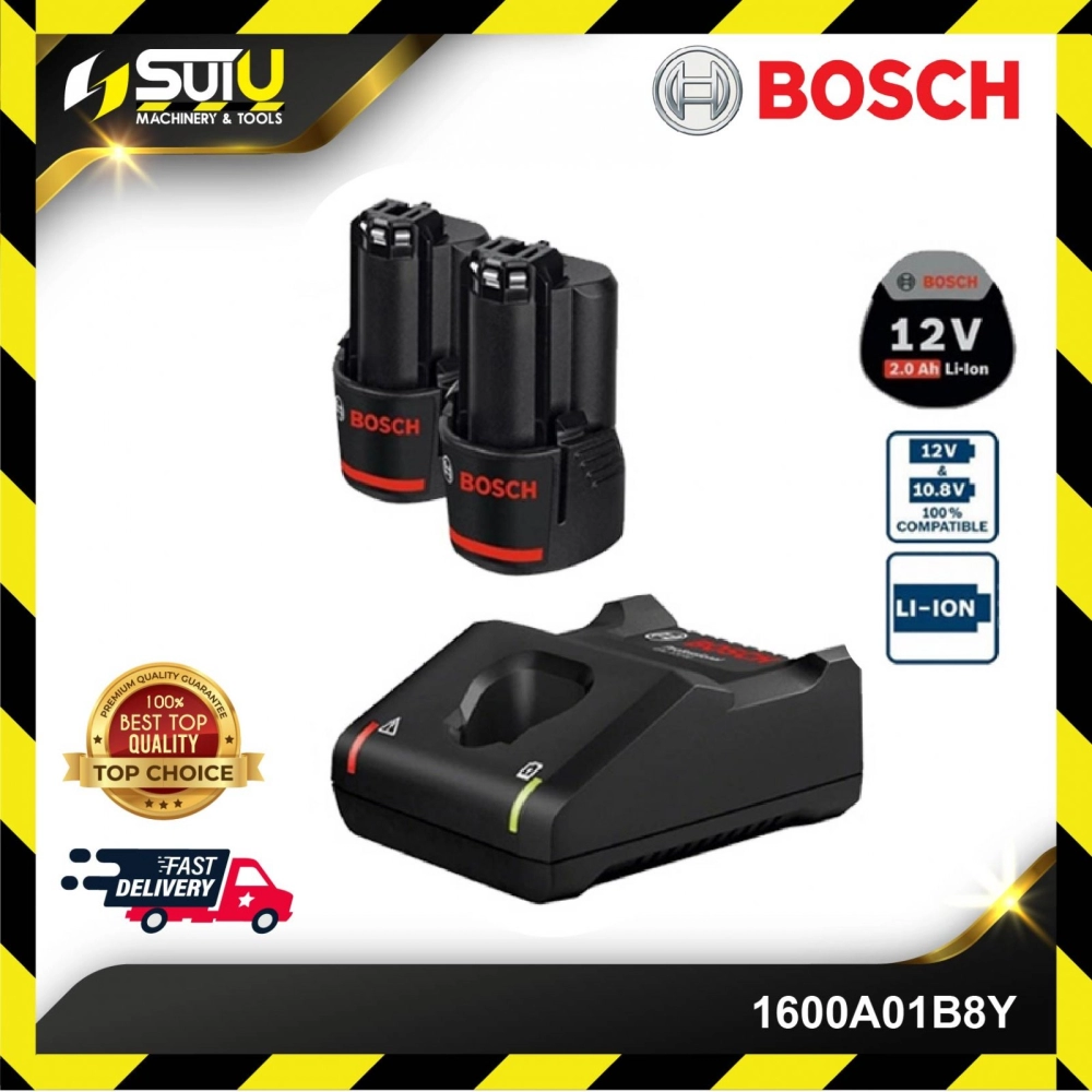 BOSCH 1600A01B8Y 12V 2.0Ah Professional Starter Kit (2 x 2.0Ah Batteries + GAL 12V-40 Fast Charger)