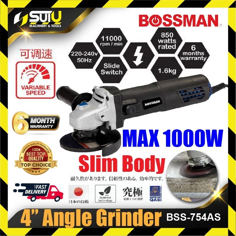 BOSSMAN BSS754AS / BSS-754AS / BSS4896AS Angle Grinder Speed Control / Adjustable Speed 850w 11000rpm
