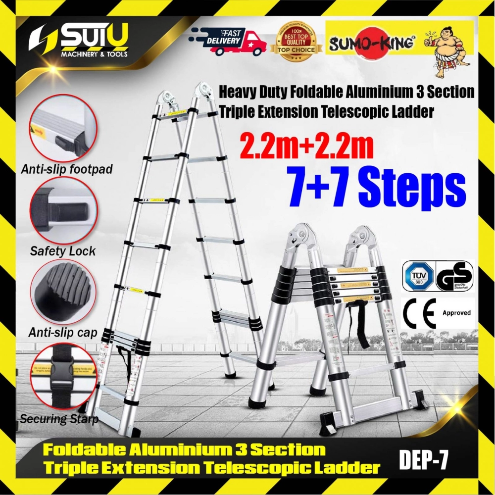 SUMO KING DEP-7 Foldable Telescopic Ladder Double-sided+Extension(A+I type) 4.4m(2.2m+2.2m)