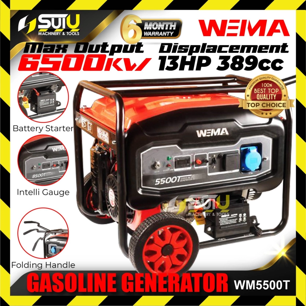 WEIMA WM5500T 13HP 4-Stroke Portable Gasoline Petrol Generator 6500W