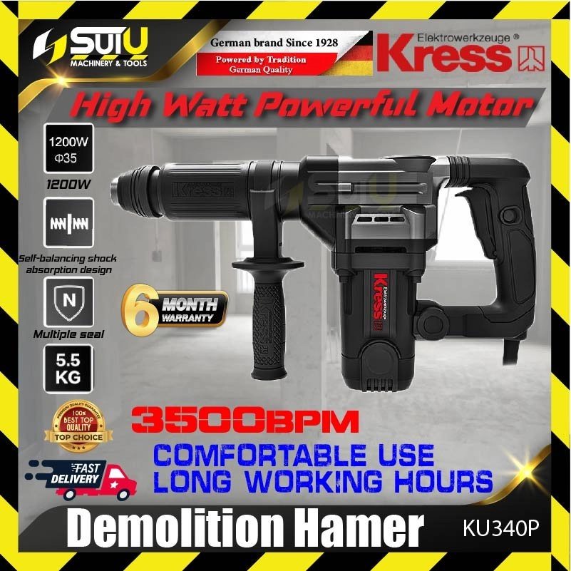 [6 MONTH WARRANTY] KRESS KU340P 1200W Demolition Hammer