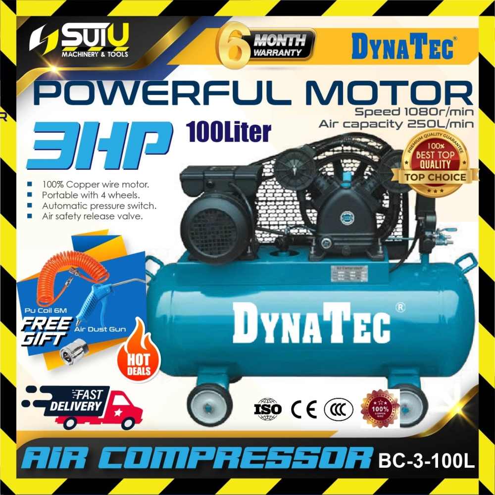 DYNATEC BC-3-100L Belt Driven Air Compressor ( 3.0HP ) ( 100 litres )